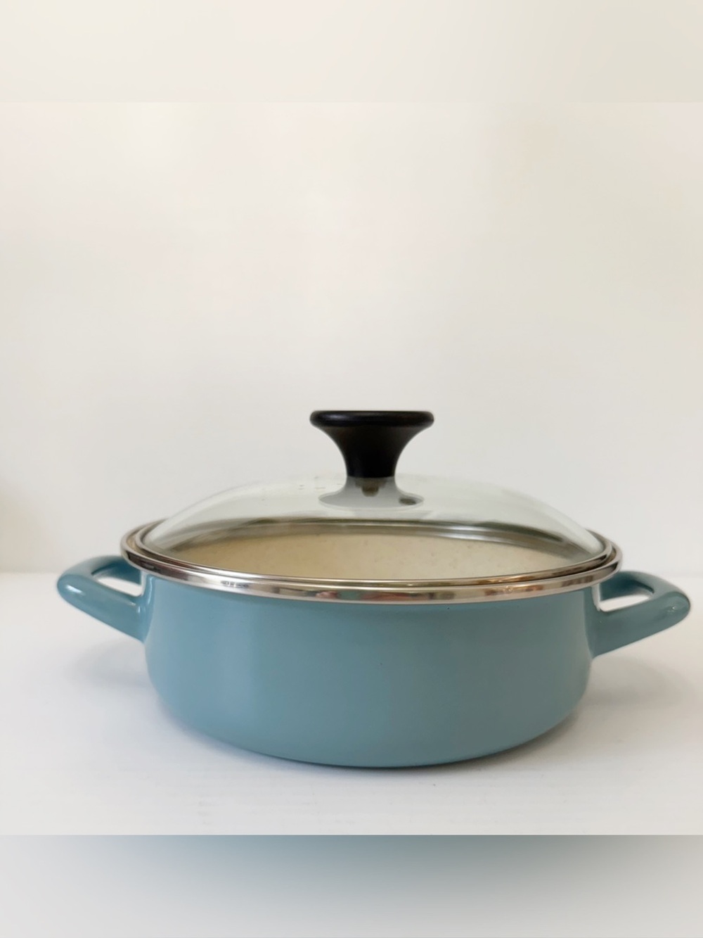 Chefs Atelier Blue Ceramic-Coated Dutch Oven with Glass Lid - 2.4 QT